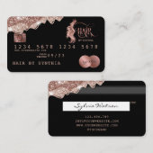 Credit Kaart Styled druipend Roos Gold Hair Stylis Visitekaartje (Voorkant / Achterkant)