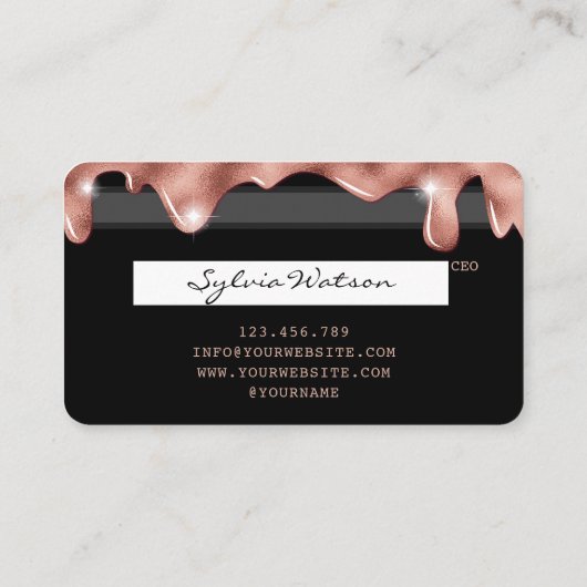 Credit Kaart Styled druipend Roos Gold Hair Stylis Visitekaartje (Achterkant)