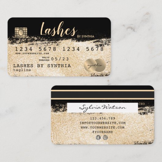 Credit Kaart Styled Gold Brush jouw naam toevoegen Visitekaartje (Voorkant / Achterkant)