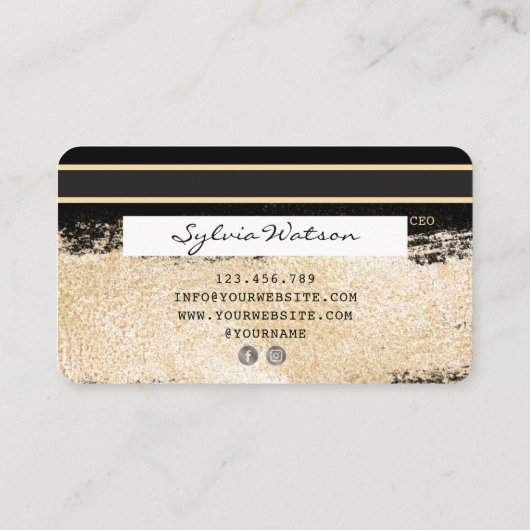 Credit Kaart Styled Gold Brush jouw naam toevoegen Visitekaartje (Achterkant)
