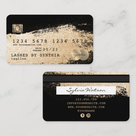 Credit Kaart Styled Gold Brush Stroke Visitekaartje (Voorkant / Achterkant)
