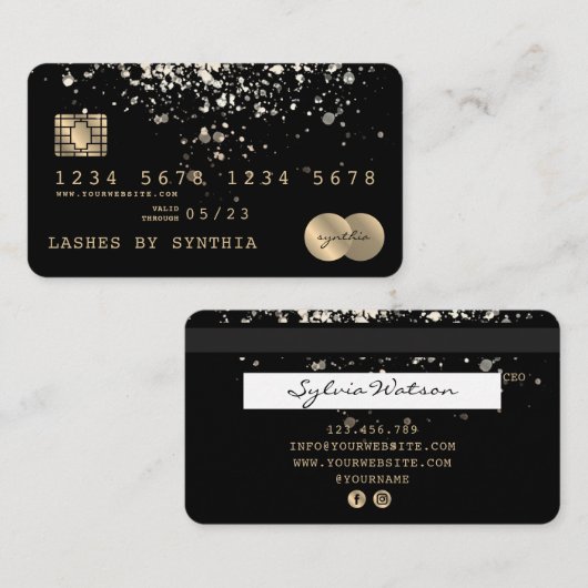 Credit Kaart Styled Gold Confetti Visitekaartje (Voorkant / Achterkant)