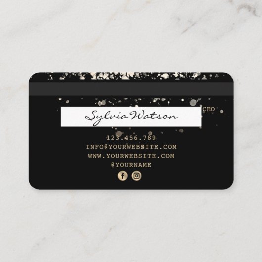 Credit Kaart Styled Gold Confetti Visitekaartje (Achterkant)