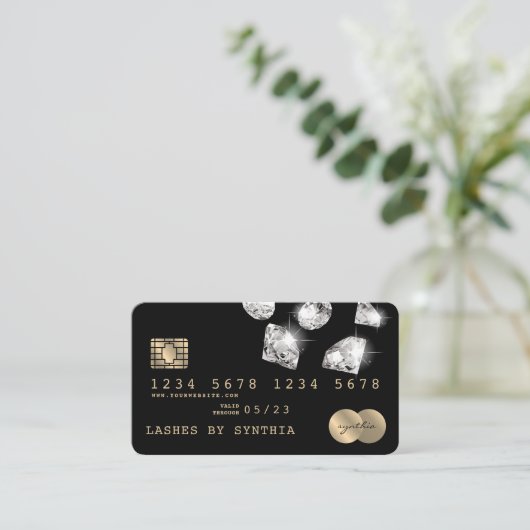 Credit Kaart Styled Gold Diamonds Visitekaartje (Staand voorkant)