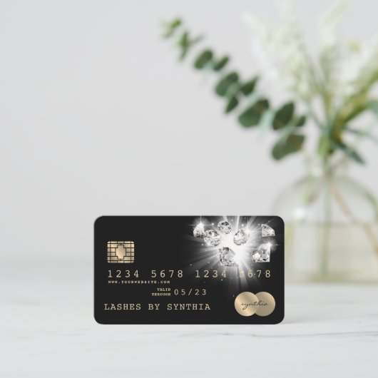 Credit Kaart Styled Gold Diamonds Visitekaartje (Staand voorkant)