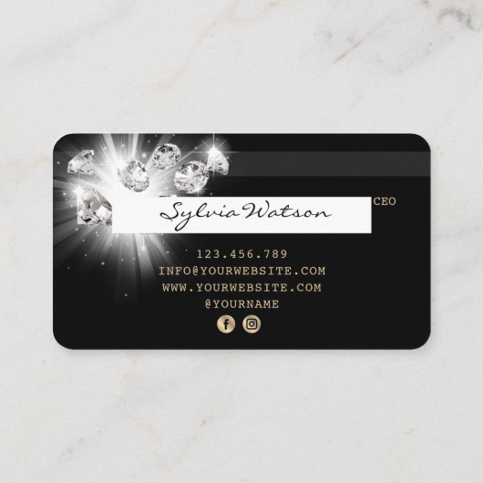 Credit Kaart Styled Gold Diamonds Visitekaartje (Achterkant)
