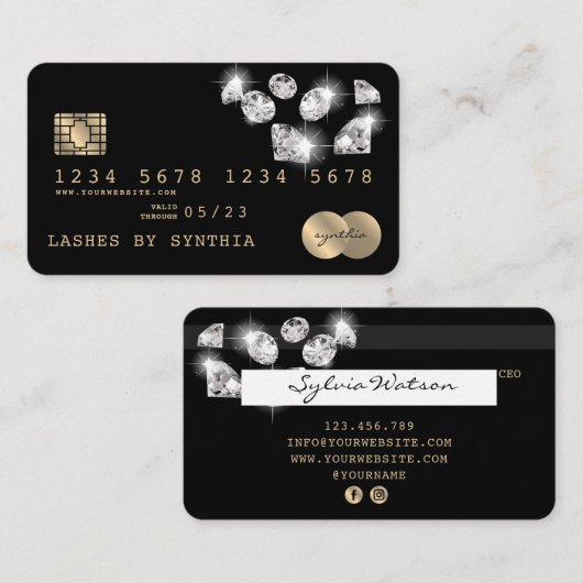 Credit Kaart Styled Gold Diamonds Visitekaartje (Voorkant / Achterkant)