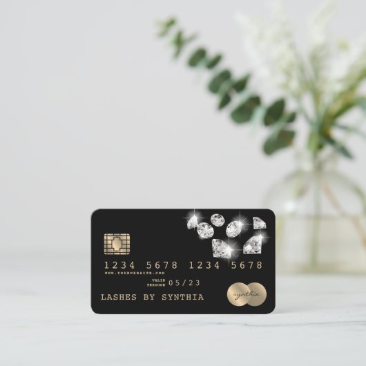 Credit Kaart Styled Gold Diamonds Visitekaartje (Staand voorkant)