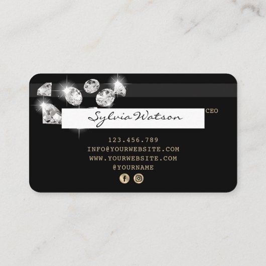 Credit Kaart Styled Gold Diamonds Visitekaartje (Achterkant)