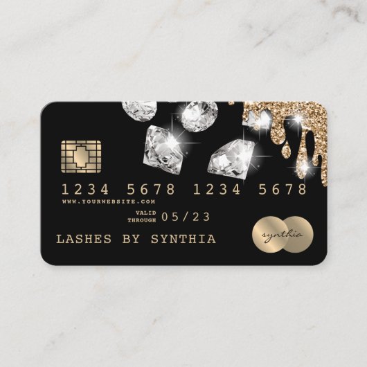 Credit Kaart Styled Gold Diamonds Visitekaartje (Voorkant)