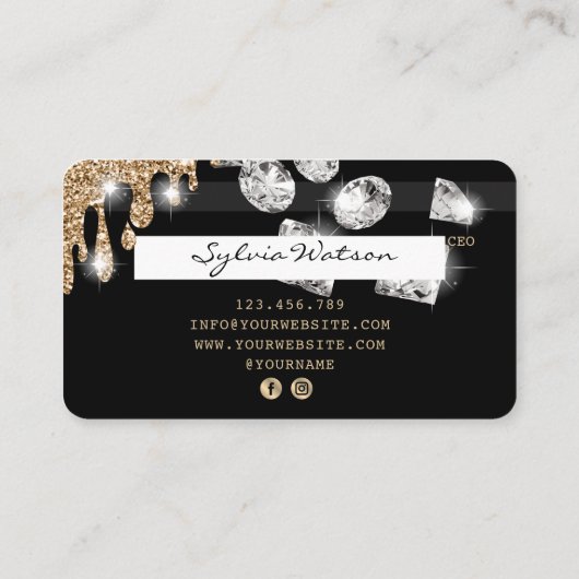 Credit Kaart Styled Gold Diamonds Visitekaartje (Achterkant)
