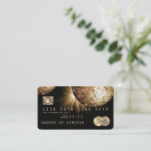 Credit Kaart Styled Gold Disco Ball GQR-code Visitekaartje (Staand voorkant)