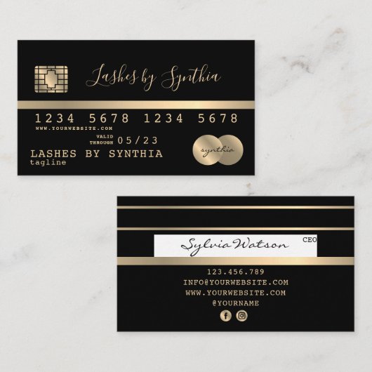 Credit Kaart styled Gold en Black add jouw naam (Voorkant / Achterkant)