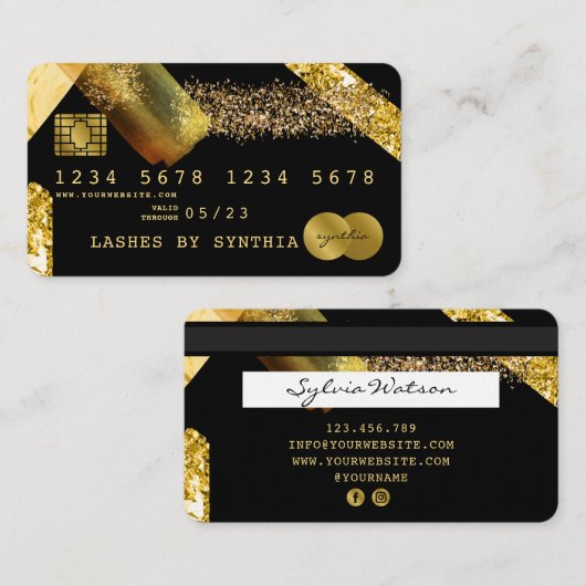 Credit Kaart Styled Gold Folie Brush Visitekaartje (Voorkant / Achterkant)