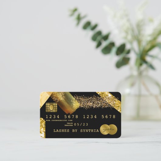 Credit Kaart Styled Gold Folie Brush Visitekaartje (Staand voorkant)