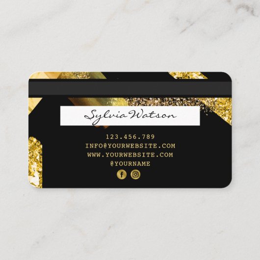 Credit Kaart Styled Gold Folie Brush Visitekaartje (Achterkant)