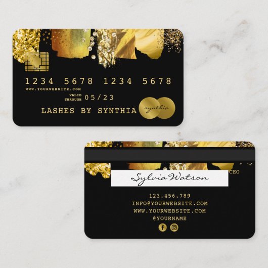 Credit Kaart Styled Gold Folie Brush Visitekaartje (Voorkant / Achterkant)