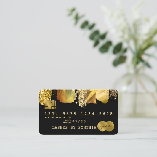 Credit Kaart Styled Gold Folie Brush Visitekaartje (Staand voorkant)