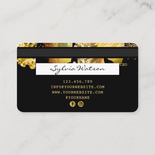 Credit Kaart Styled Gold Folie Brush Visitekaartje (Achterkant)