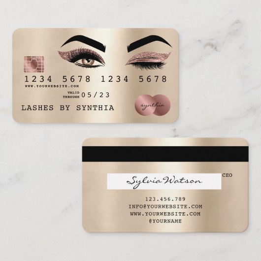 Credit Kaart Styled Gold Long Lashes Visitekaartje (Voorkant / Achterkant)