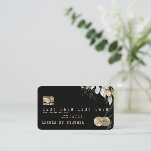 Credit Kaart Styled Greenery Floral Visitekaartje (Staand voorkant)