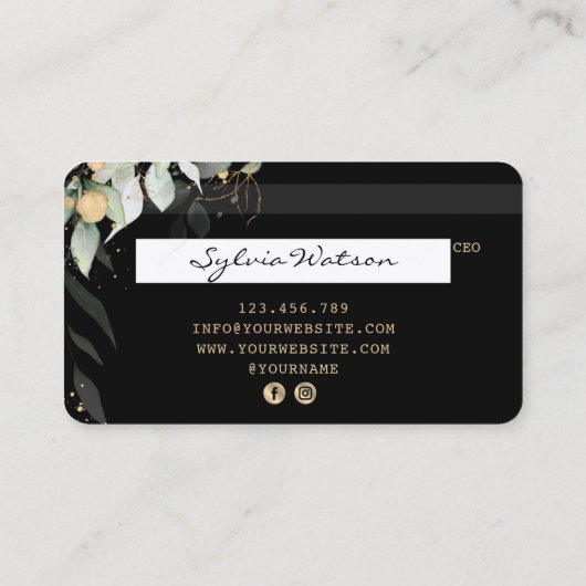 Credit Kaart Styled Greenery Floral Visitekaartje (Achterkant)