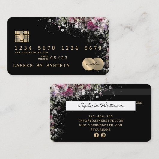 Credit Kaart Styled Greenery Floral Visitekaartje (Voorkant / Achterkant)