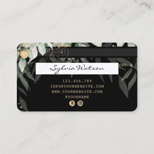 Credit Kaart Styled Greenery Floral Visitekaartje (Achterkant)