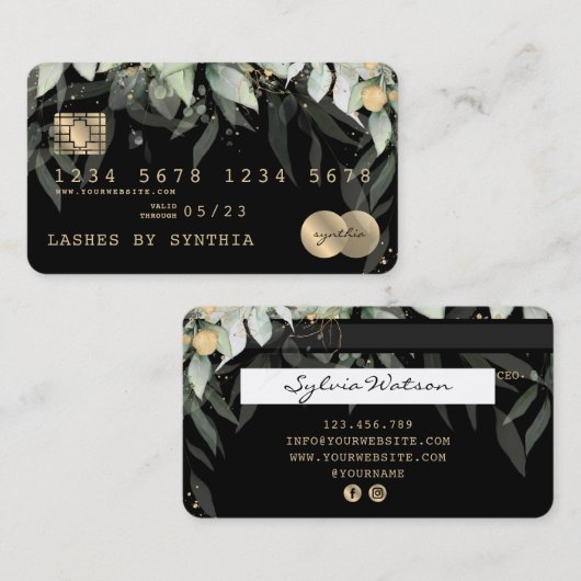 Credit Kaart Styled Greenery Floral Visitekaartje (Voorkant / Achterkant)