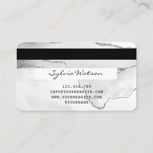 Credit Kaart Styled Grey Agate Roos Gold Visitekaartje (Achterkant)