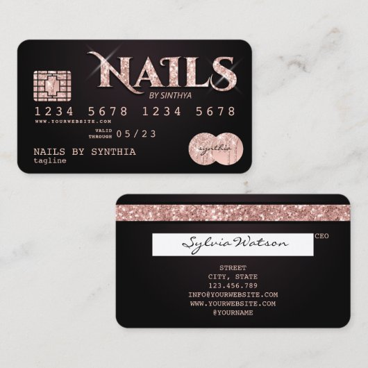 Credit Kaart Styled Nails technicus nagelkunst Visitekaartje (Voorkant / Achterkant)