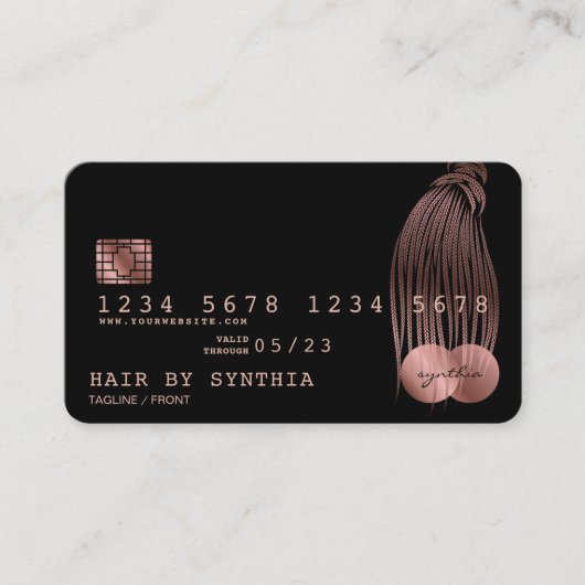 Credit Kaart Styled Roos Gold Braids Visitekaartje (Voorkant)