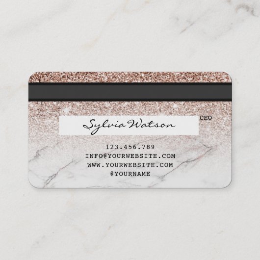 Credit Kaart Styled Roos Gold Glitter Visitekaartje (Achterkant)