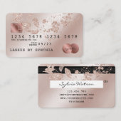 Credit Kaart Styled Roos Gold Glittering Floral Visitekaartje (Voorkant / Achterkant)