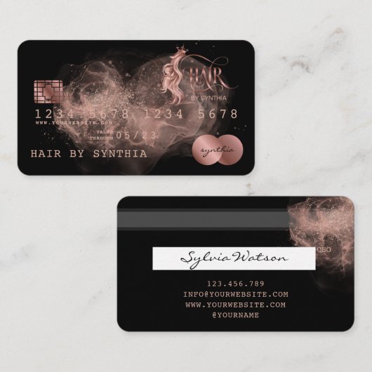 Credit Kaart Styled Roos Gold Hair Stylist Visitekaartje (Voorkant / Achterkant)