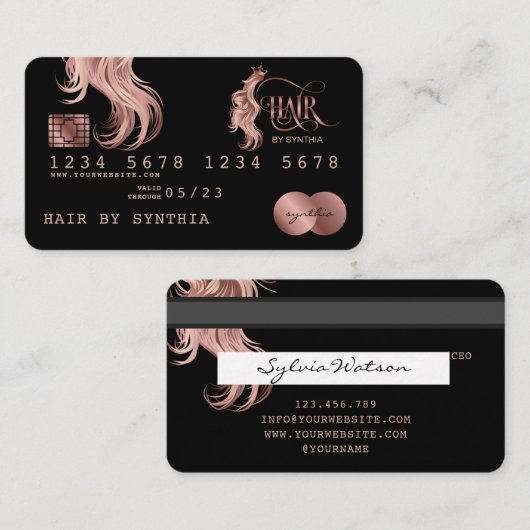 Credit Kaart Styled Roos Gold Hair Stylist Visitekaartje (Voorkant / Achterkant)