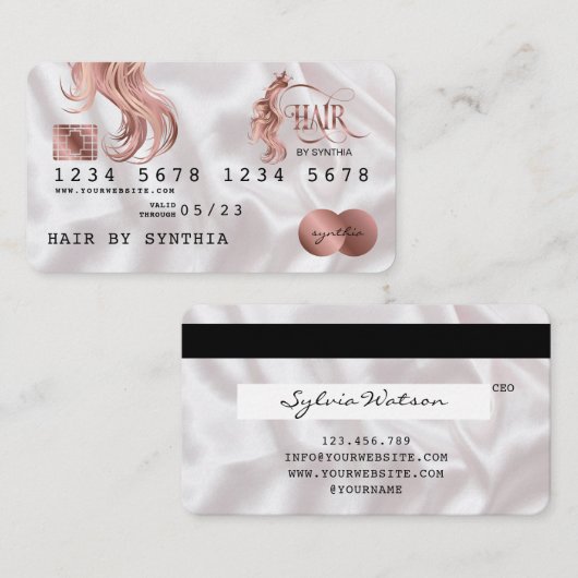 Credit Kaart Styled Roos Gold Hair Stylist Visitekaartje (Voorkant / Achterkant)