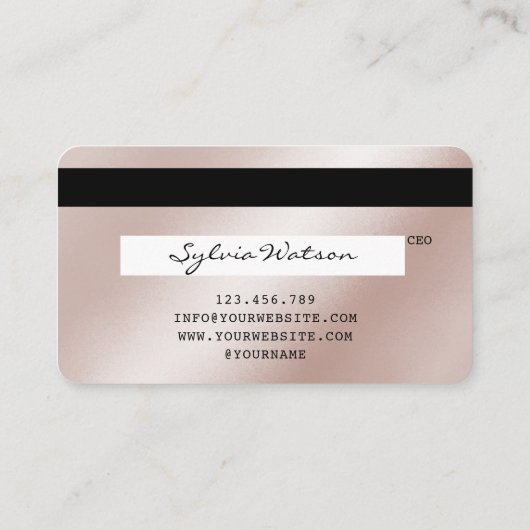 Credit Kaart Styled Roos Gold Long Lash oogdruppel Visitekaartje (Achterkant)