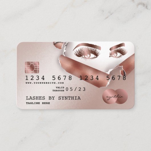 Credit Kaart Styled Roos Gold Long Lash thorn pape Visitekaartje (Voorkant)