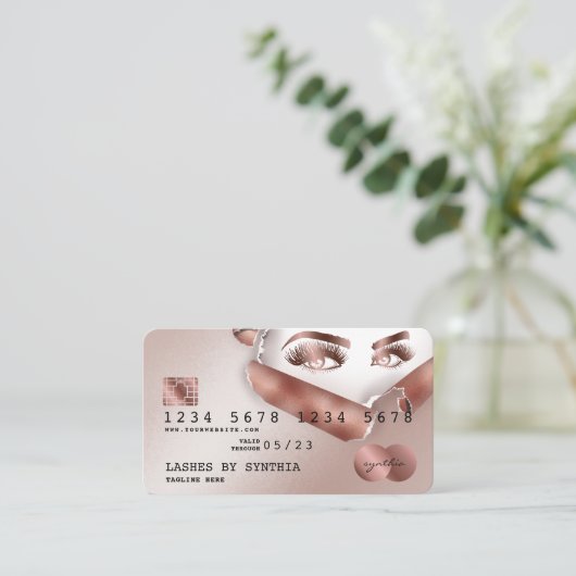 Credit Kaart Styled Roos Gold Long Lash thorn pape Visitekaartje (Staand voorkant)