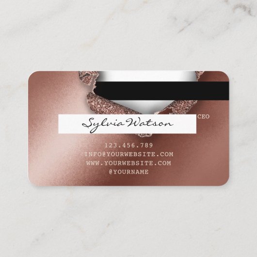 Credit Kaart Styled Roos Gold Long Lash thorn pape Visitekaartje (Achterkant)