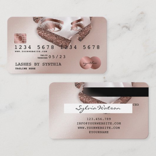 Credit Kaart Styled Roos Gold Long Lash thorn pape Visitekaartje (Voorkant / Achterkant)