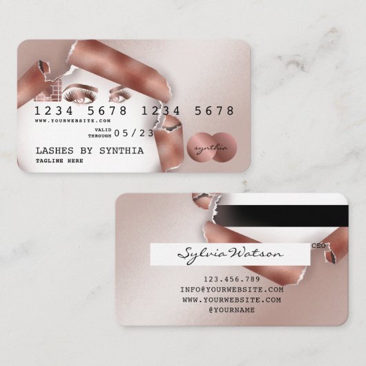 Credit Kaart Styled Roos Gold Long Lash thorn pape Visitekaartje (Voorkant / Achterkant)