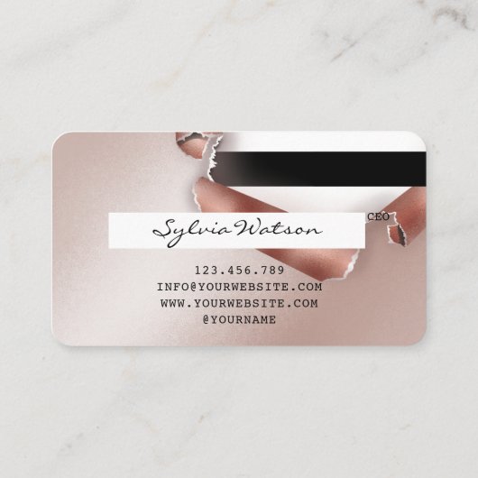 Credit Kaart Styled Roos Gold Long Lash thorn pape Visitekaartje (Achterkant)