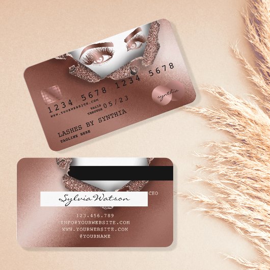 Credit Kaart Styled Roos Gold Long Lash thorn pape Visitekaartje