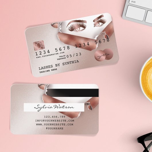 Credit Kaart Styled Roos Gold Long Lash thorn pape Visitekaartje