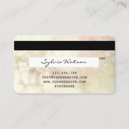 Credit Kaart Styled Roos Gold Long Lashes Bokeh Visitekaartje (Achterkant)