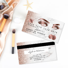 Credit Kaart Styled Roos Gold Marble Long Lashes Visitekaartje