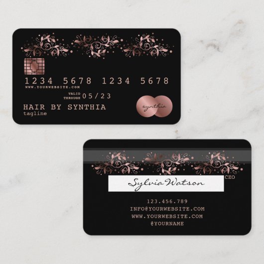 Credit Kaart Styled Roos Gold  Visitekaartje (Voorkant / Achterkant)