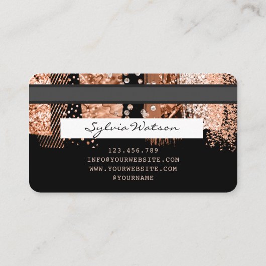 Credit Kaart Styled Roos Goud Koperborstel Visitekaartje (Achterkant)